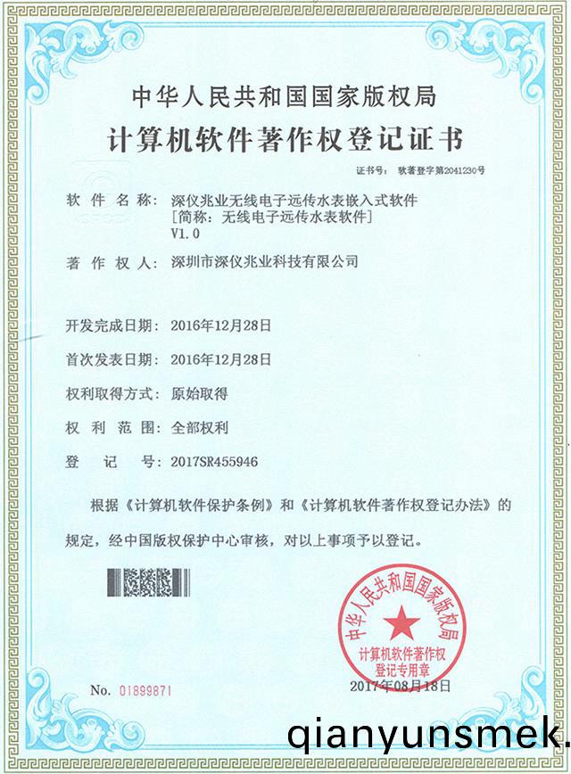 無線(xian)電(dian)子遠傳輭(ruan)著證書